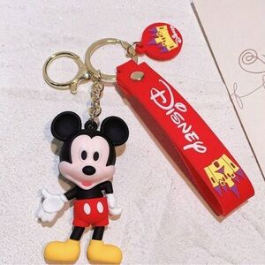 Disney Mickey Mouse Keychain with Red Strap